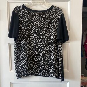 Tory Burch Black and White silk and linen Short Sleeve  Top - large